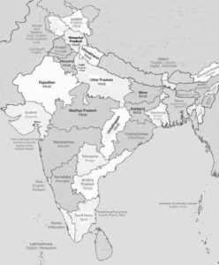 map of india and where Hindi is spoken