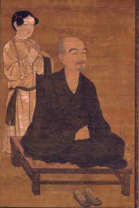 A Japanese painting of a Chinese imperial court master with an attendant.
