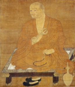 A 13–14th-century Japanese painting of the Buddhist priest Kūkai.