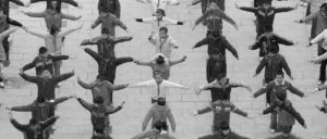 photo of students doing exercises in rows