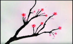 Cherry Blossom Blow Painting