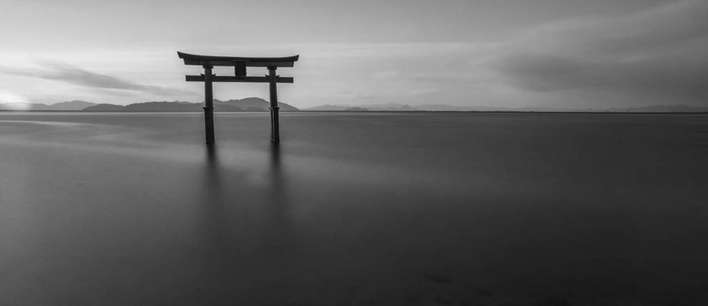 Image of floating torii gate at Shirahige Shrine