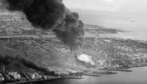 aerial photo of a burning plant